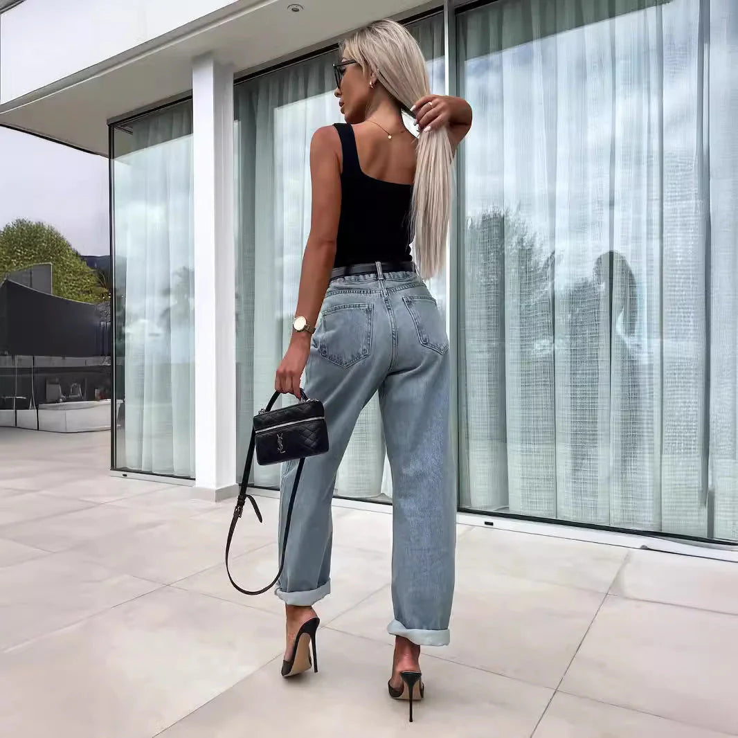 Street Hipster Casual Loose Women'S Jeans