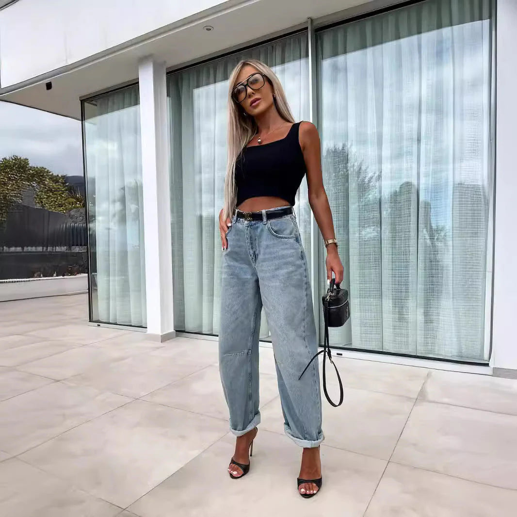 Street Hipster Casual Loose Women'S Jeans